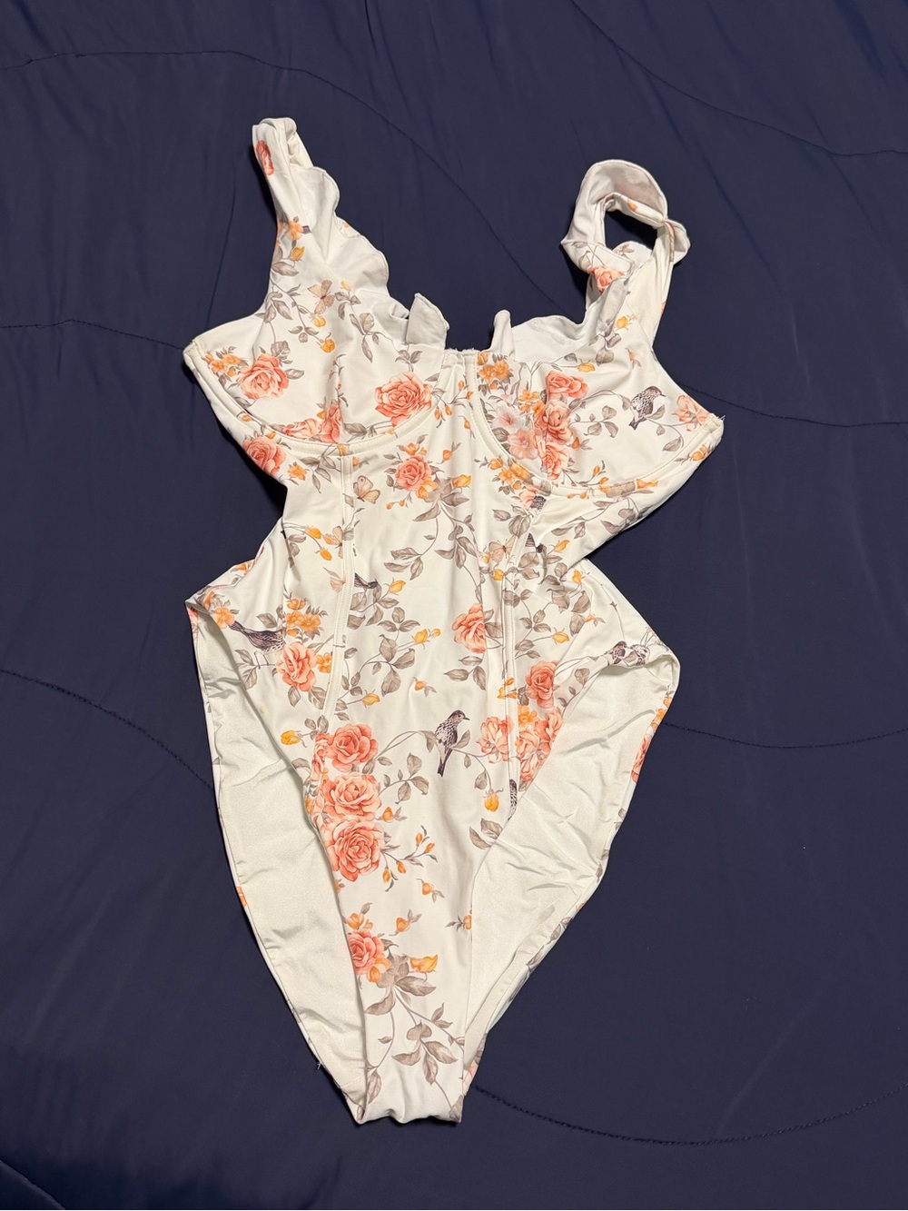 WeWoreWhat White One-Piece Swimsuit with Peach Floral Print